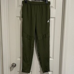 Adidas Olive Green Joggers with White Stripes